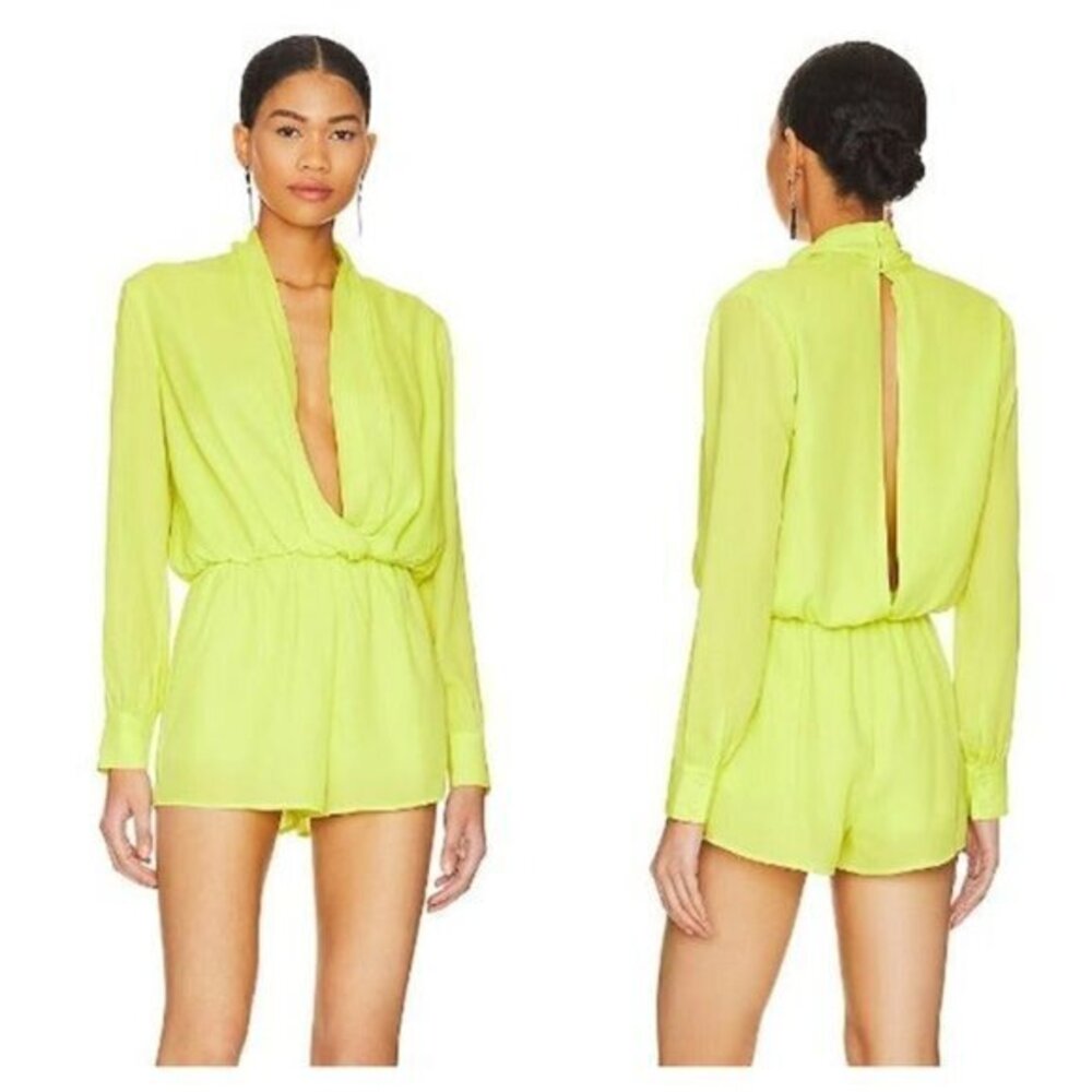 Superdown Kaycie Drape Neck Romper - Lemon